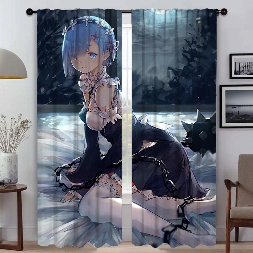 Шторы для спальни Re-zero Shades Оконные шторы для комнаты 2 Панельные перегородки Домашний интерьер Шторы Украшения на Хэллоуин Гостиная