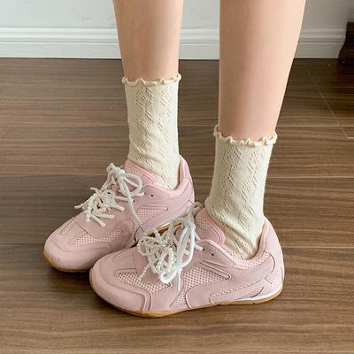 Кроссовки женские серебристые балетки на платформе со шнуровкой и перламутровым узором, универсальные, повседневные, спортивная обувь Forrest Gump, весна 2025 г.