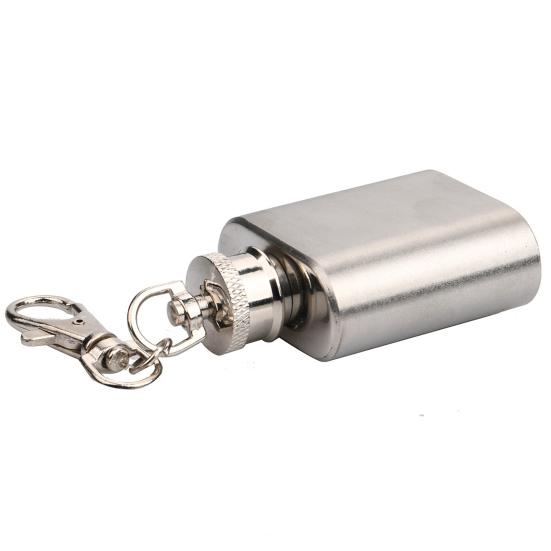 1 Oz Hip Flask Portable Good Sealing Sturdy Anti-rust with Keychains Travel Bottle Wine Flask Daily Use