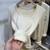 White Velvet Winter Bottoming Shirt for Women, New Style Warm Threaded Long-sleeved T-shirt, Slim Fit Clothes