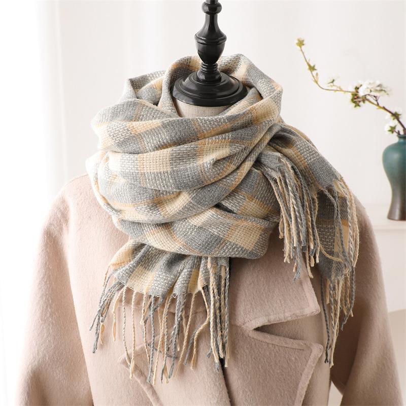 2024 Autumn And Winter Imitation Cashmere Scarf Solid Color Fashionable Versatile Warm Shawl Tassel Scarf