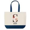 Tote Bag - PLANETEE - Sophie - Lettre Fleur - Bleu - Coton 40x45 Cm