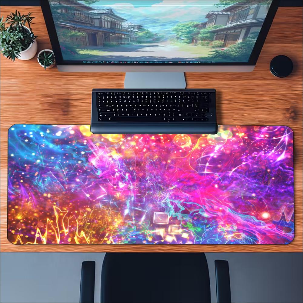 Shimmering Nebula Gaming Mousepad Bright Universe Star Art Deskmat NonSlip Rubber Stitched Edge Pad For Home Pc Gaming Lovers