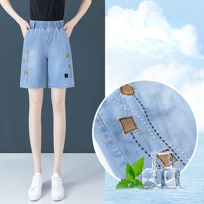 Женские летние тонкие широкие джинсовые шорты трапециевидного силуэта с высокой талией и широкими штанинами