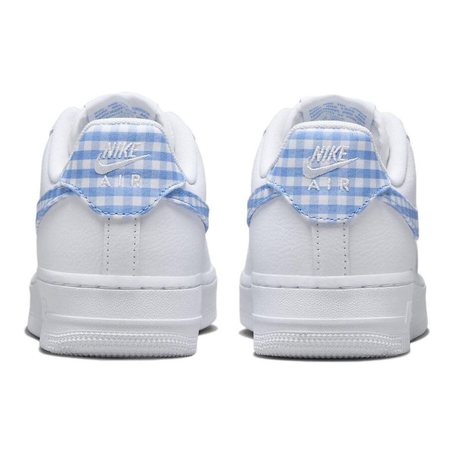 Nike Air Force 1 07 Essential University Blue Gingham Женские кроссовки белые DZ2784-100
