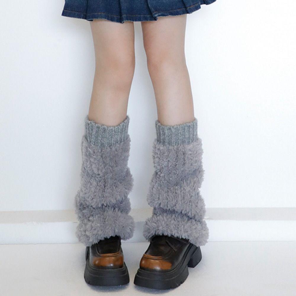 Плюшевые Пушистые Гетры Пушистые Зимние Топперы для Сапог Y2K Носки без Стопы Женские