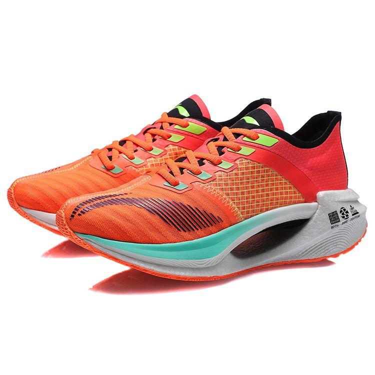 Li-Ning Основные удобные универсальные амортизирующие дышащие легкие кроссовки с низким верхом для бега мужские кроссовки флуоресцентно-оранжевые ARHR121-1