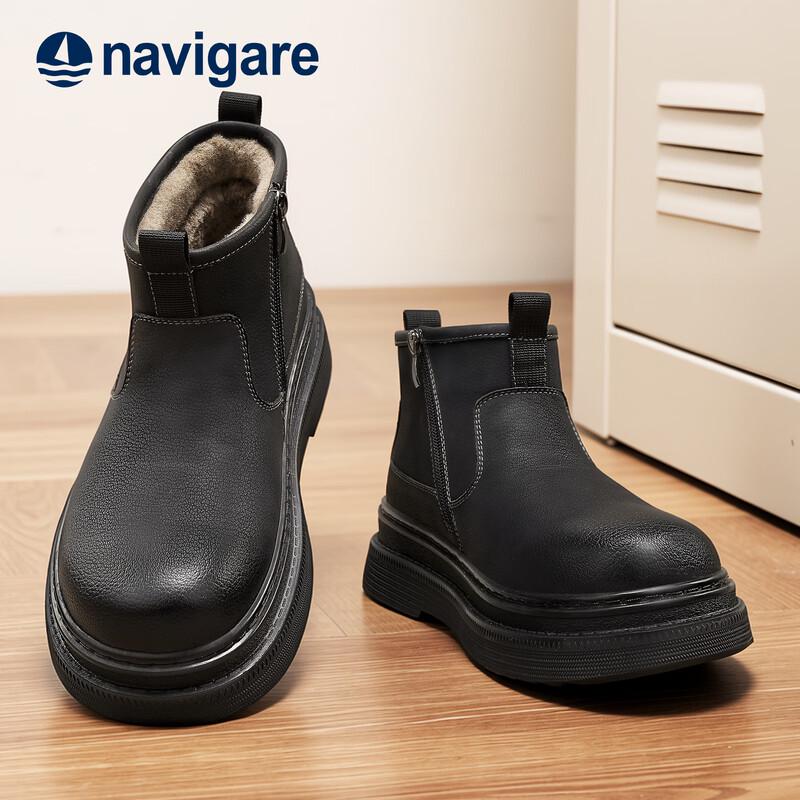 Navikier Men's Platform Martin Boots - Warm Fur-Lined Winter Snow Boots