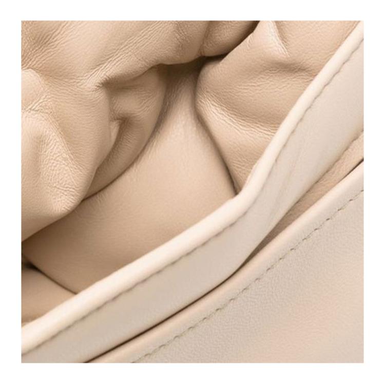 Maison Margiela Letter Logo Quilted Snap Flap Leather Cloud Bag Women Shoulder Bag Beige SB1WG0019P4300T2086