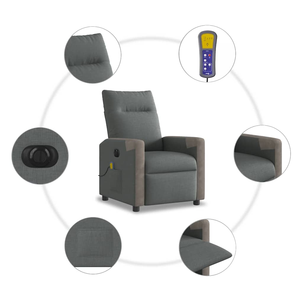 Electric Massage Chair Dark Gray Fabric