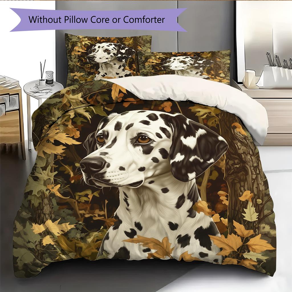 Dalmatian and Bushes Pattern Bedding Home Decoration Birthday Gift (1 * duvet cover + 2 * pillowcase, without core)