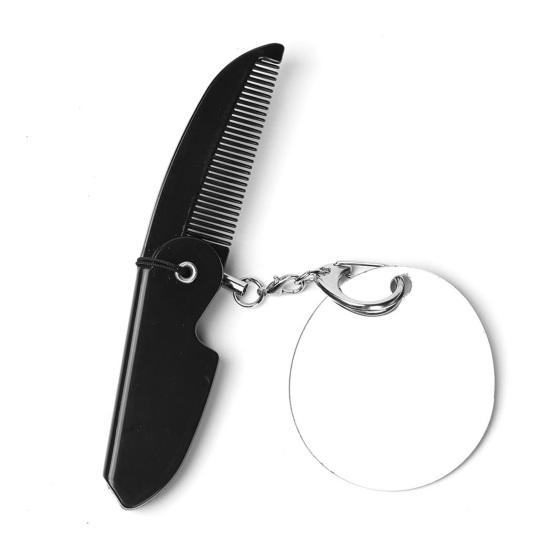 Мужская карманная складная расческа с акриловым зеркалом. Гладкая расческа с мелкими зубьями. Компактная расческа, позволяющая не спутывать волосы на ходу.