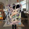 1PC Dexter's Laboratory Print Flannel Blanket, High quality Comfortable for All Seasons, Home Decor, Warmth and Comfort, Perfect for Christmas Gifts
