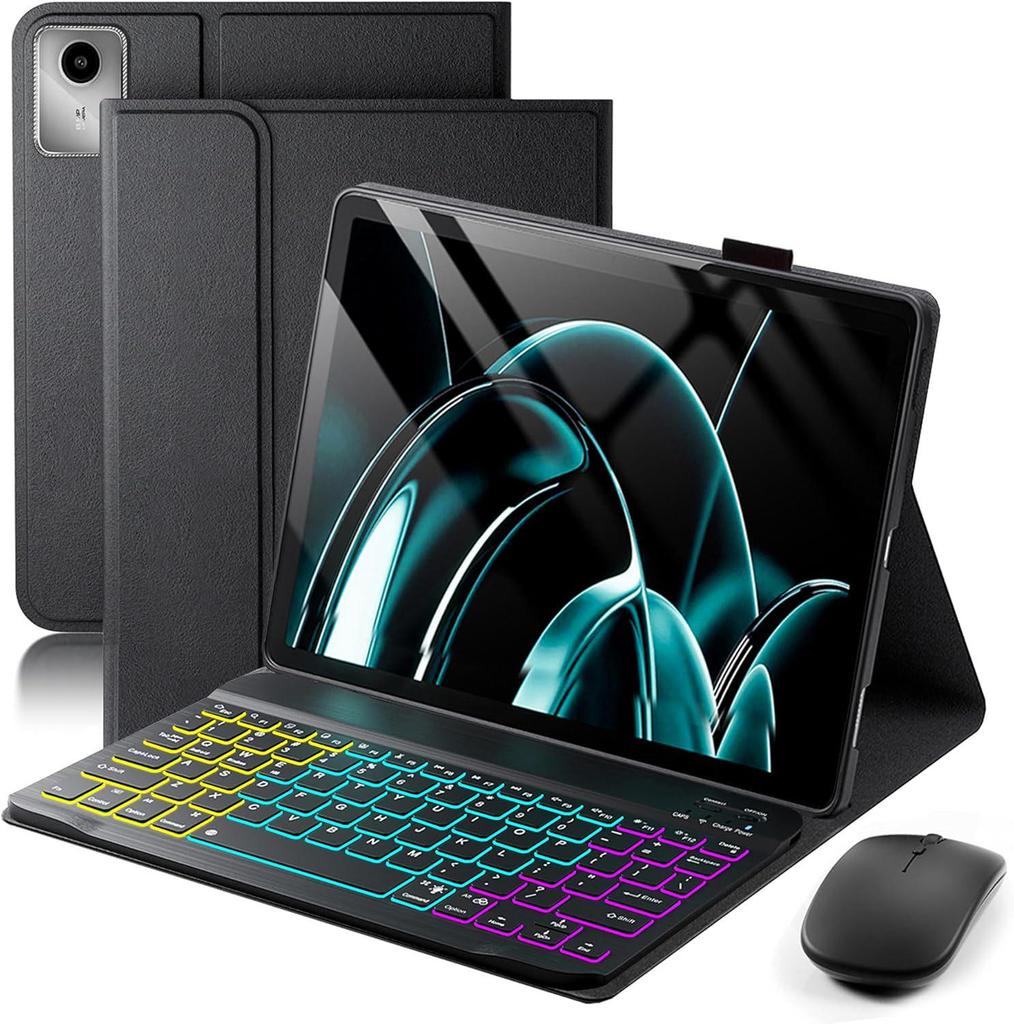 Защитный чехол для планшета Lenovo M11 с цветной подсветкой и Bluetooth-клавиатурой (2025)