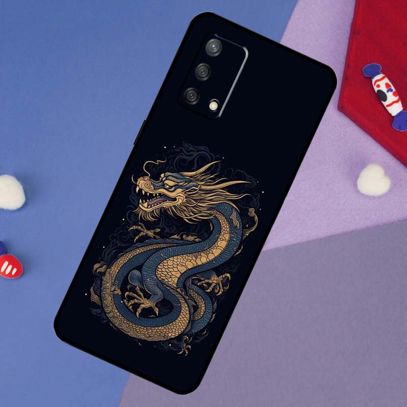 Кейс в китайском стиле с журавлем и драконом для Oppo A17 A60 A40 A80 A16 A76 A96 A98 A58 A78 A18 A38 A57 A74 A54 A94 A15 A5 A6 Pro