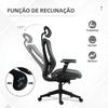 Office Chair In Mesh With Adjustable Headrest Lumbar Support And 3D Armrests 70x66x128 Cm Gray