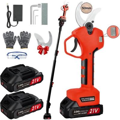 Электрический секатор - NUZEKY - Беспроводной - Телескопическая штанга 2м - 21В - Регулируемое лезвие 50мм