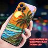 Luminous Phone Case Meteor Beach Luminous Glass LED Call Flash Phone Protective Case Suitable for IPhone