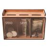 Save Money Box 3 Compartments Wooden Coin Bank With Removable Lid Portable Saver Money Storage Organizer Adults Children Coin
