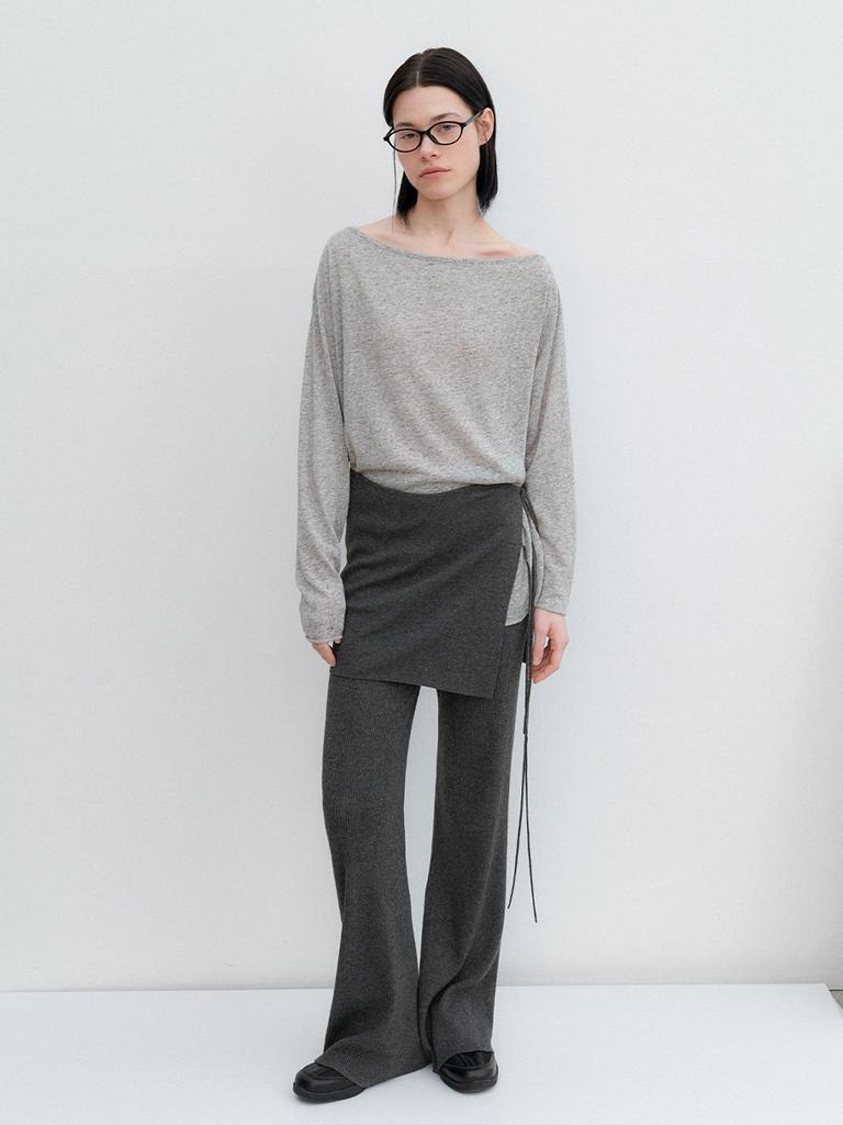 ATELIER NAIN An Layerd Skirt Set Semi Boots Cut Knit Pants S (Pt-5740)