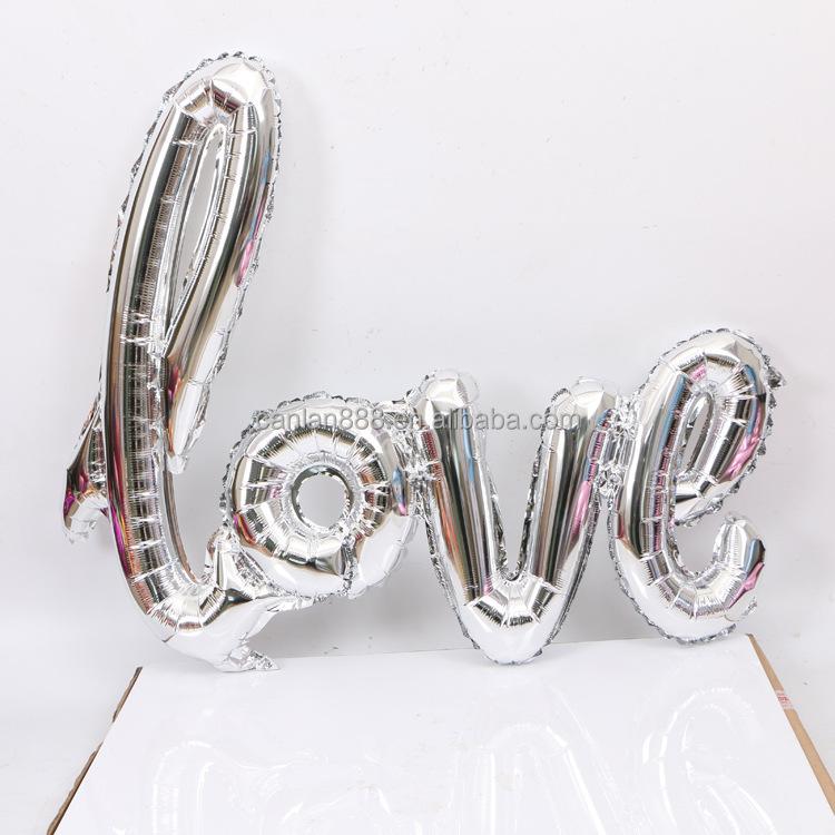 Handwritten Love Letter Conjoined Wedding Decoration Aluminum Foil Balloon for Valentines Day Love Balloon