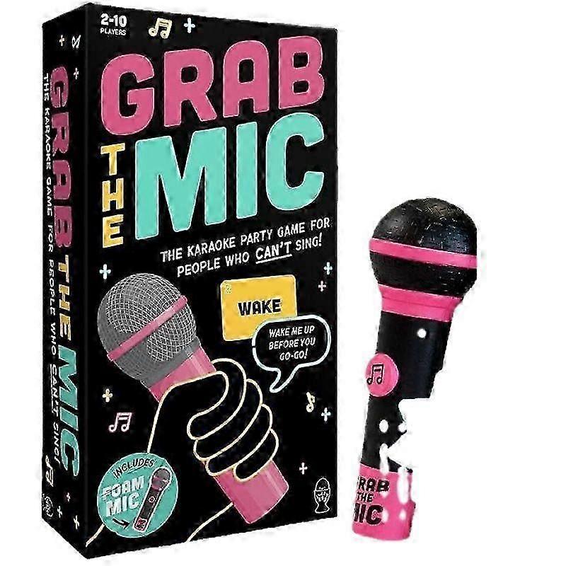 Grab The Mic Karaoke Game with Text Cards, 2-10 Players, Hilarious Board Game for Kids & Adults, Perfect for Parties & Birthdays - HZ