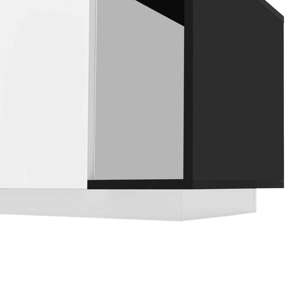 High Gloss, TV Board Lowboard Drawer, Door Open Compartment, Elegant TV Stand Television Up To 70 Inches, Dining Room, 170cm, White & Black