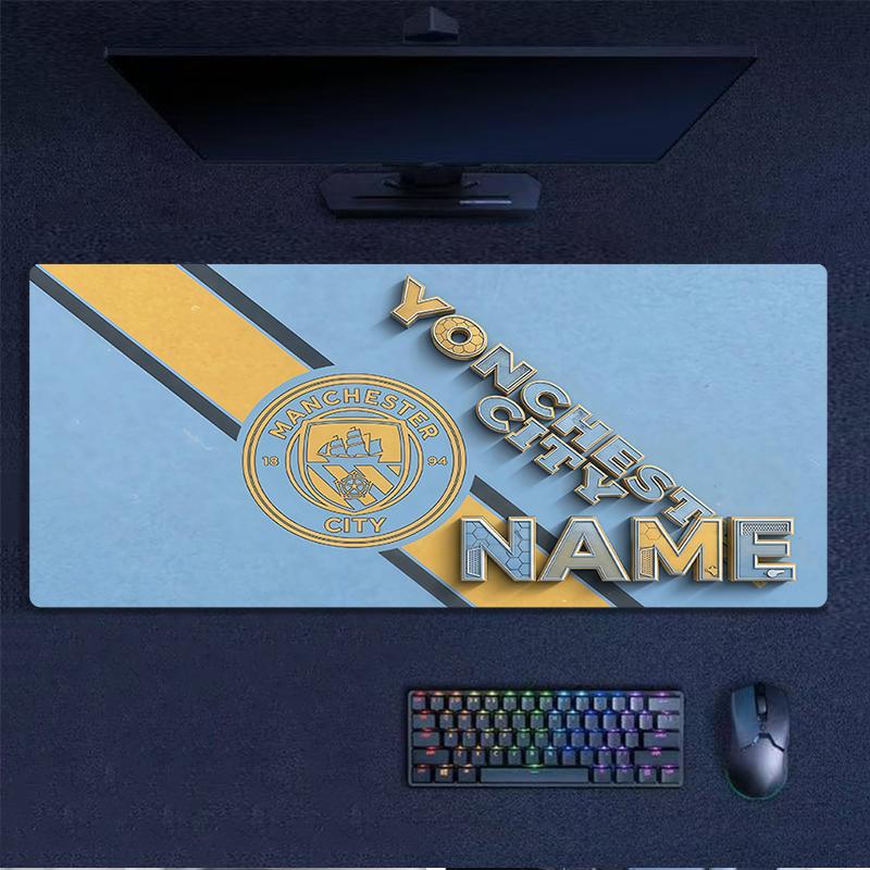 Custom Name,Manchester City Mouse Pad, Large Gaming Desk Mat, Non-slip XXL Mousepad for Laptop & Tablet, Mini PC Playmat with Stitched Edges