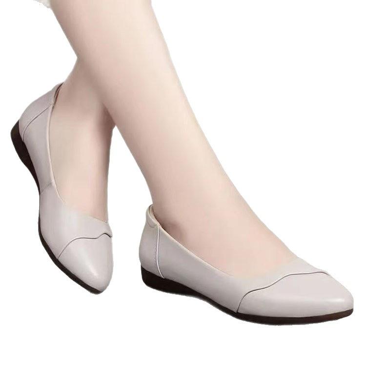 2025 новые простые туфли-лодочки женские на мягкой подошве осенние удобные маленькие кожаные туфли рабочие туфли на низком каблуке обувь для мамы женская обувь