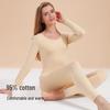Unisex Slim Fit Cotton Round Neck Warm Underwear Set - Plus Size, Autumn/Winter
