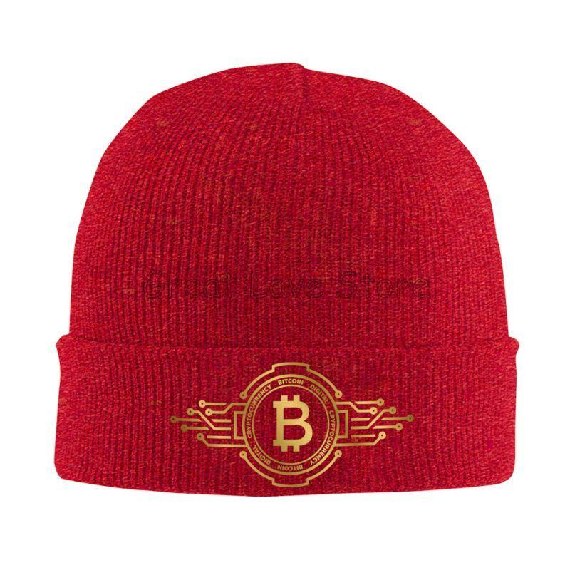 Bitcoin BTC Криптовалюта Вязаные шапки-бини Зимние Уютные Эластичные Толстые На открытом воздухе Вязаная шапка Теплые шапки-бини Шапка