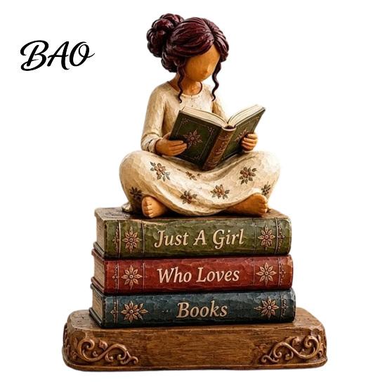 Handmade Carved Wood Figures Wooden Autumn Figurine for Thanksgiving And Halloween Decor, Retro Fall Reading Character Ornaments Creative Craft Gifts