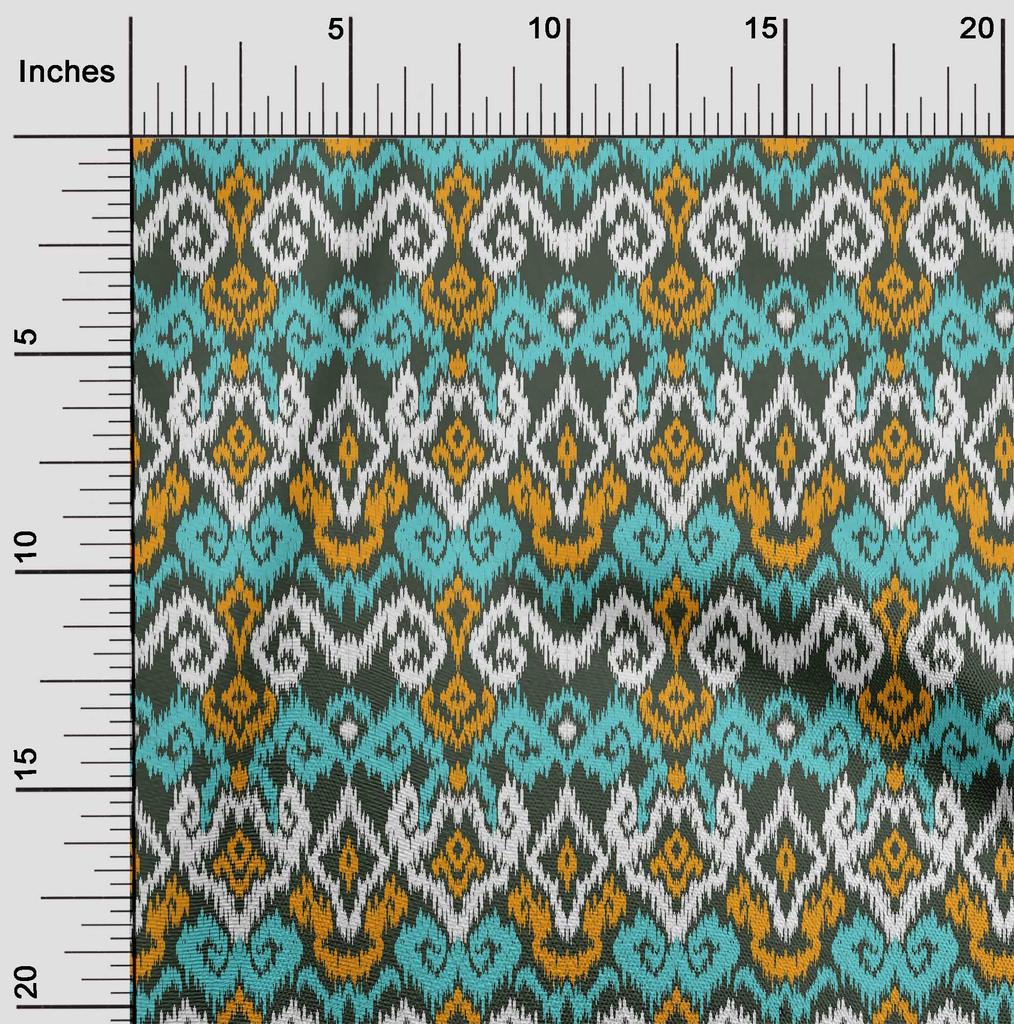 oneOone Ткань Cotton Flex с ромбовидным и вихревым принтом Ikat, ярд 40 дюймов