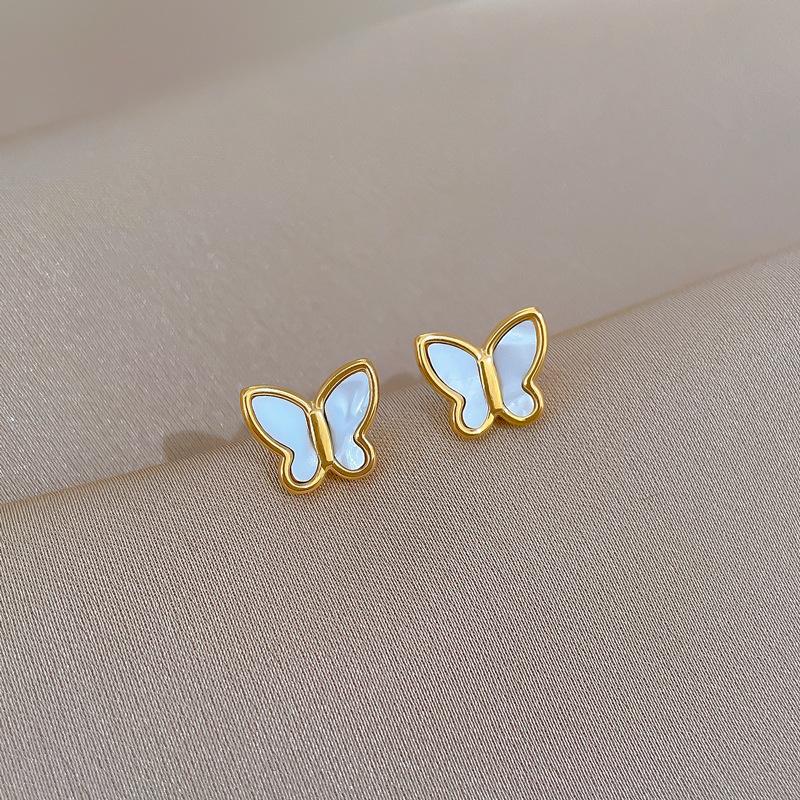 Shell Butterfly Minimalist Stud Earrings Cold Men'S And Women'S Earrings Personality Temperament Banquet Earrings
