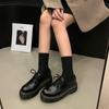 Узкие и универсальные туфли на одинарной подошве-маффин в ретро британском стиле jk, платформа, модные, черные, из маленькой кожи, женские, новые модели лета 2025