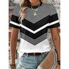 Funny Women T Shirt Casual Short Sleeve O Neck Top Fashion Stripe Print Geometry Pattern T-Shirts Fem