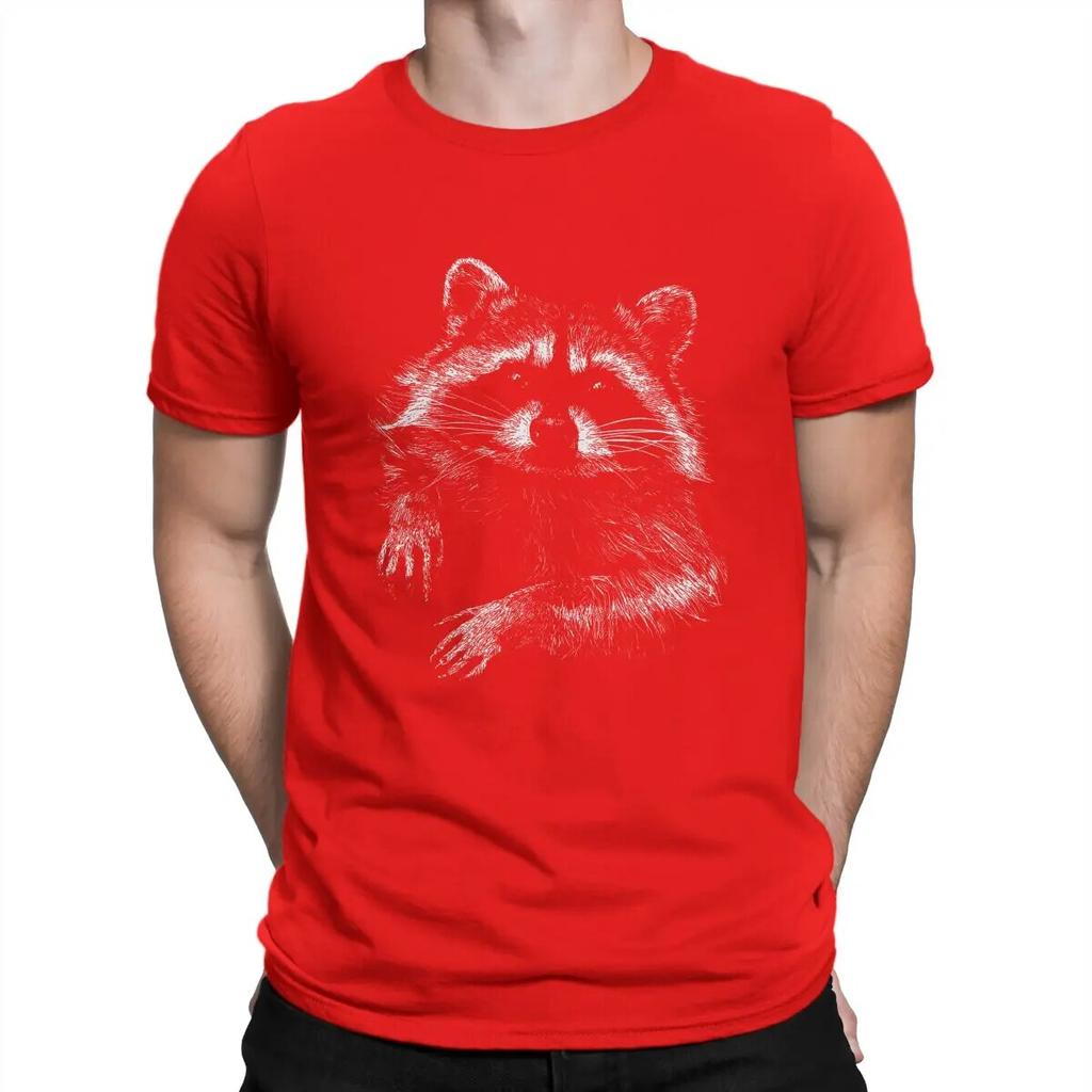 Cute T Shirts Unisex Pure Cotton Vintage T-Shirts Round Neck Raccoon Mammal Tees Short Sleeve Tops New Arrival