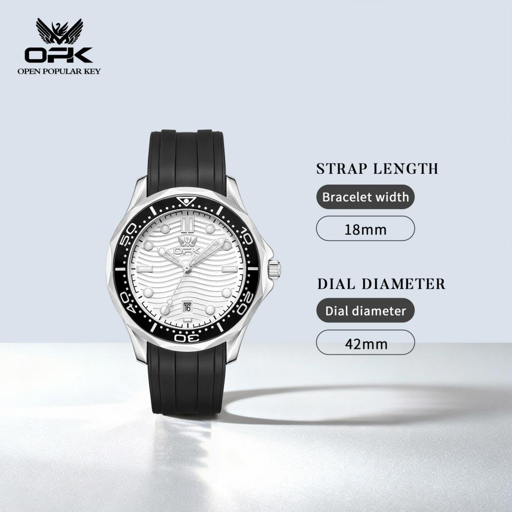 OPK 6109 Fashion Sport Men's Watch Luminous Waterproof Silicone Strap Auto Date Top Original Quartz Man Wristwatch