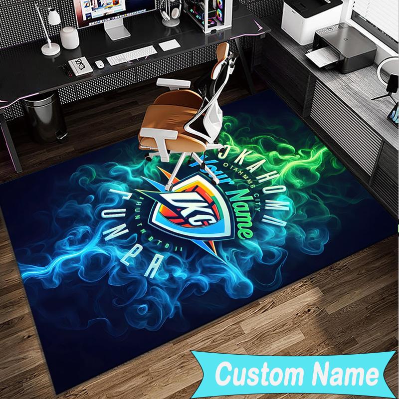 Custom Name Rug Oklahoma Sports Team Area Rug Suitable for Indoor And Outdoor,Carpets for Homes, Offices,Living Rooms,Home Decor,Christmas Gift
