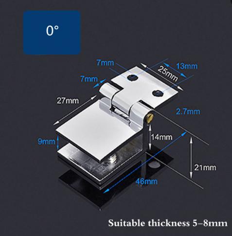 5-8mm Bathroom Decorative Connector Shower Glass Door Hinges Cabinet Cupboard Hardware Clamp Hinges