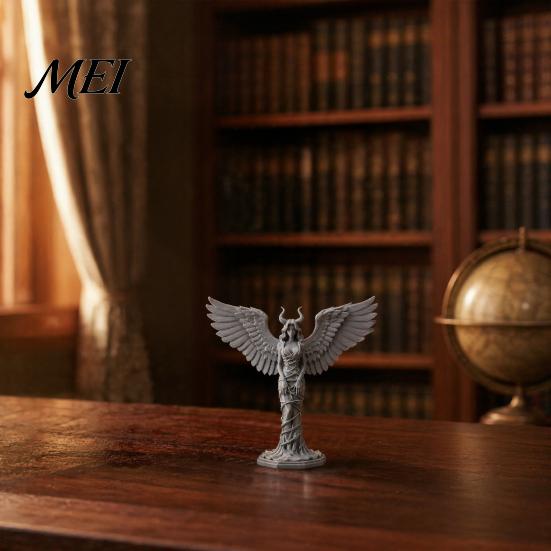 Matte Texture Ornaments Demon Angel Statue, 3D Printed Wings Texture, Devil Fall-Resistant Ornament for Desk Study Entrance Hall Decoration