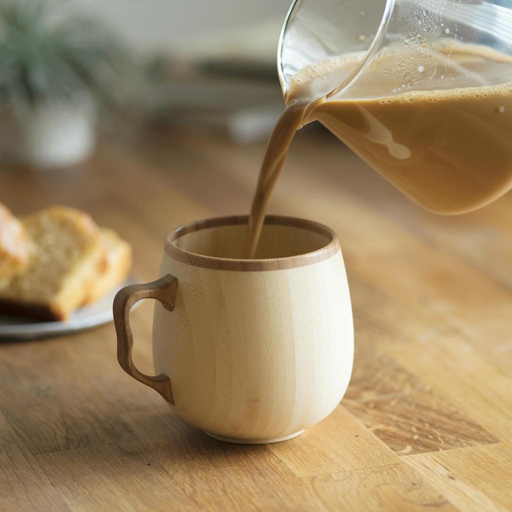 Кружка RIVERET для кофе с молоком 350 мл из бамбука, пригодная для мытья в посудомоечной машине, коричневого цвета RV-205B