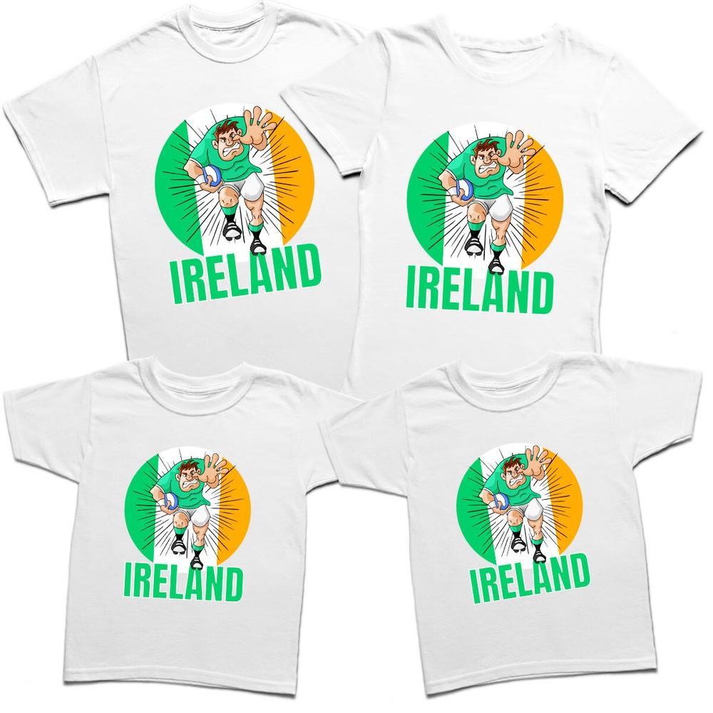 Funny Ireland Irish Flag Rugby Player Mens Womens Boys Girls TShirts Tee TopSN