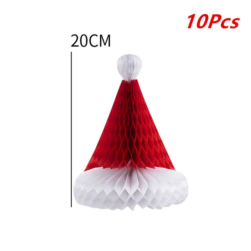 3/4/5/10PCS 20cm Christmas Tree Ornament Honeycomb Christmas Hats Hanging Pendant DIY New Year Xmas Party Decoration Home Market