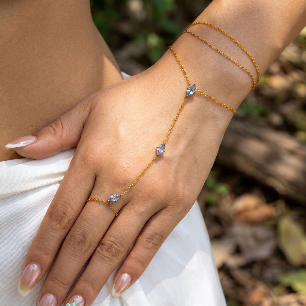 TikTok light luxury zircon finger bracelet ins blogger vacation photo flash diamond jewelry