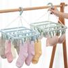 Laundry Hanger with 32 Clips Foldable Laundry Clothespin Drying Rack for Socks Underwear Bras ScarfBlue