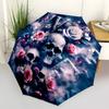 1pc Skull Floral Design Automatic Folding Umbrella, 8-Rib Iron Frame, Casual Outdoor Accessory for Birthday Festival Gifts yy251128184