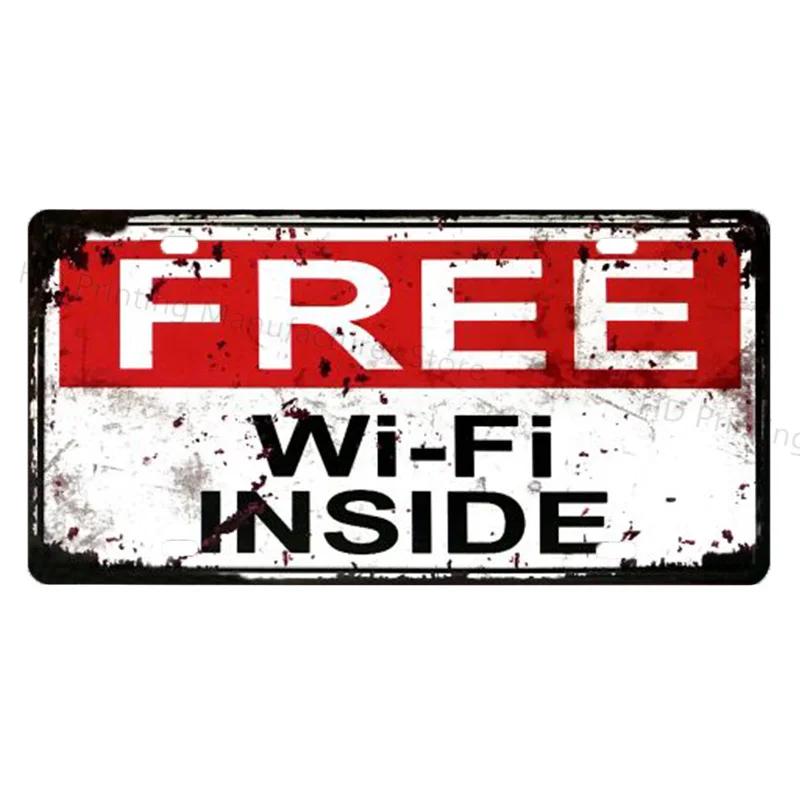 DORA Металлическая табличка ОТКРЫТОЗАКРЫТО Бесплатный Wi-Fi Номерной знак Магазин Декор стен Туалеты Металлическая табличка Винтажная Не курить Туалет Металлическая табличка Покраска Пластины Постер