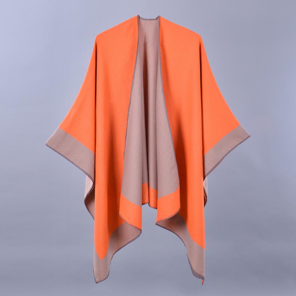 Women's Versatile Solid Color Spring Scarf Shawl - Imitation Cashmere Poncho for All Seasons