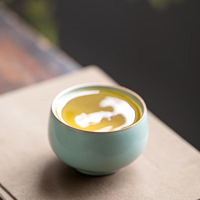 Gold-Inlaid Jade Ru Kiln Ceramic Master Tea Cup